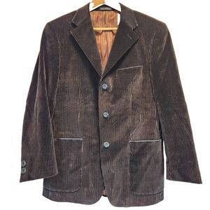 Valesiden Men's Corduroy Blazer Jacket Brown Size M